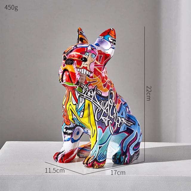 Escultura Bulldog Francês Sentado Grafite Street & Colors