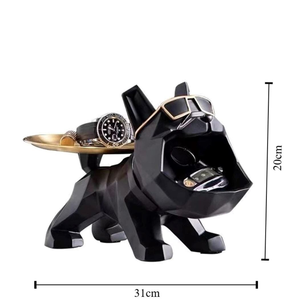 Escultura e Aparador Bulldog Geométrico (Suporte Duplo)