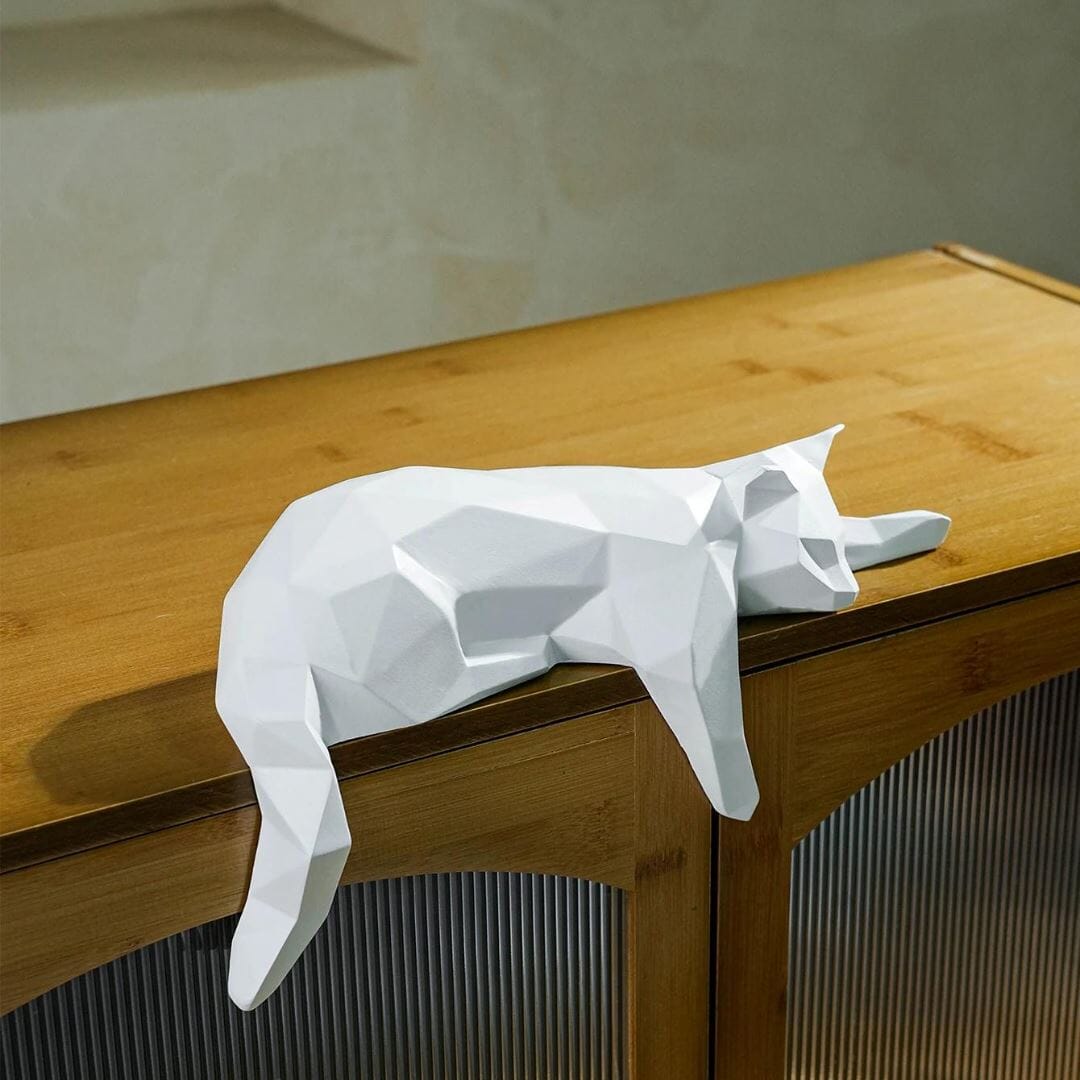 Escultura Geométrica Abstrata Gatinho Deitado