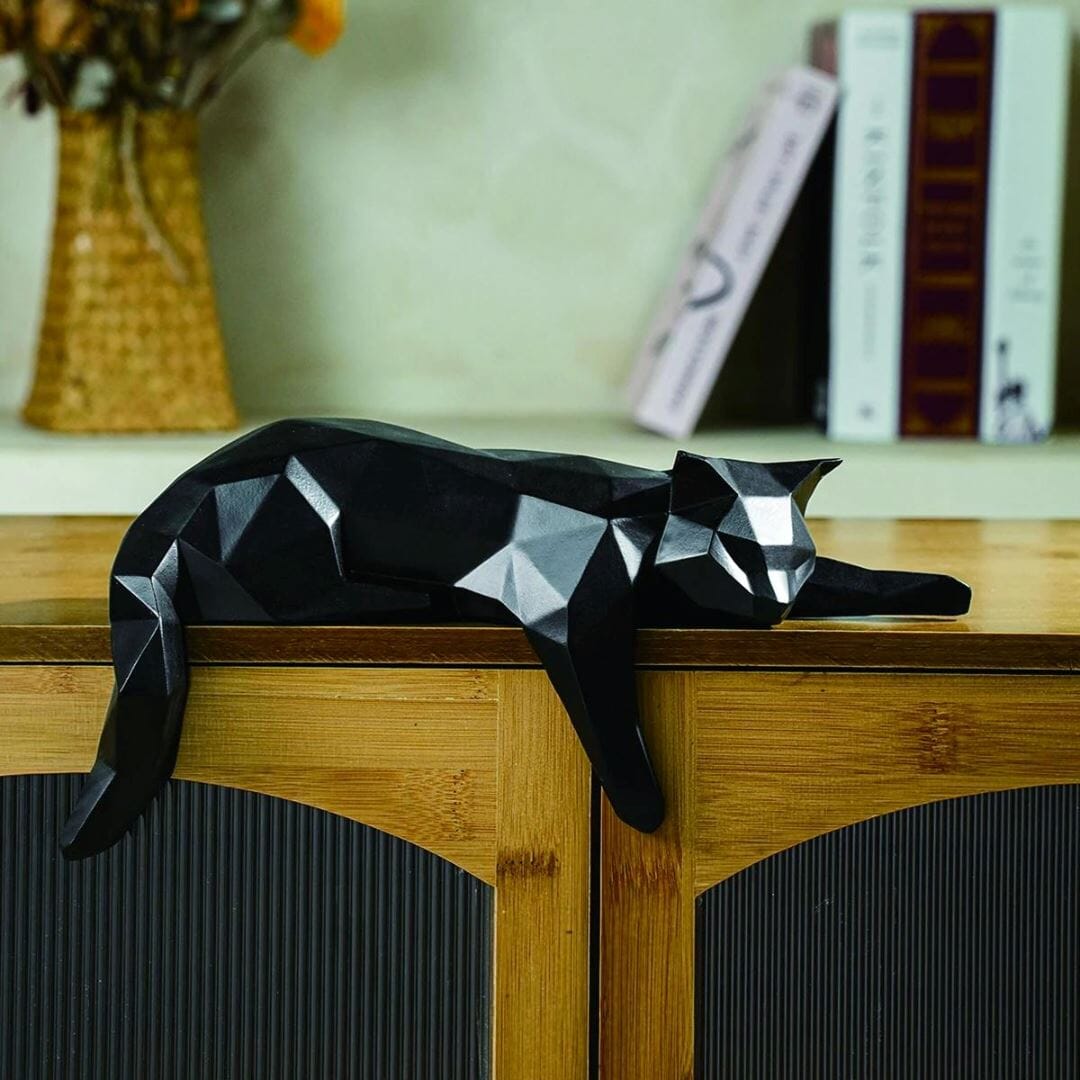 Escultura Geométrica Abstrata Gatinho Deitado