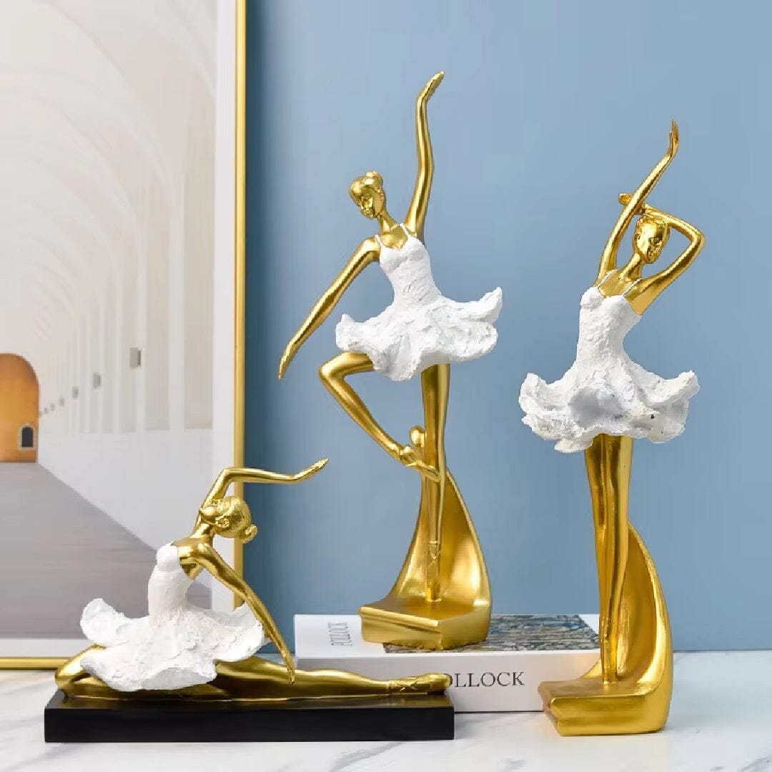 Esculturas Bailarinas Dourada em Resina Ballet Grace Collection