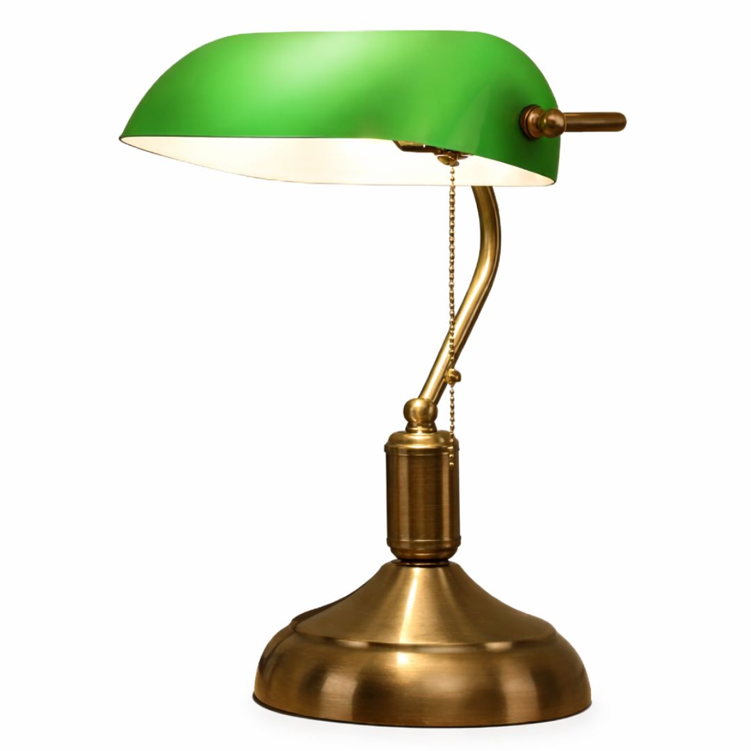 Luminária Abajur Banqueiro Retrô Vintage - Vidro Clássico Esmeralda