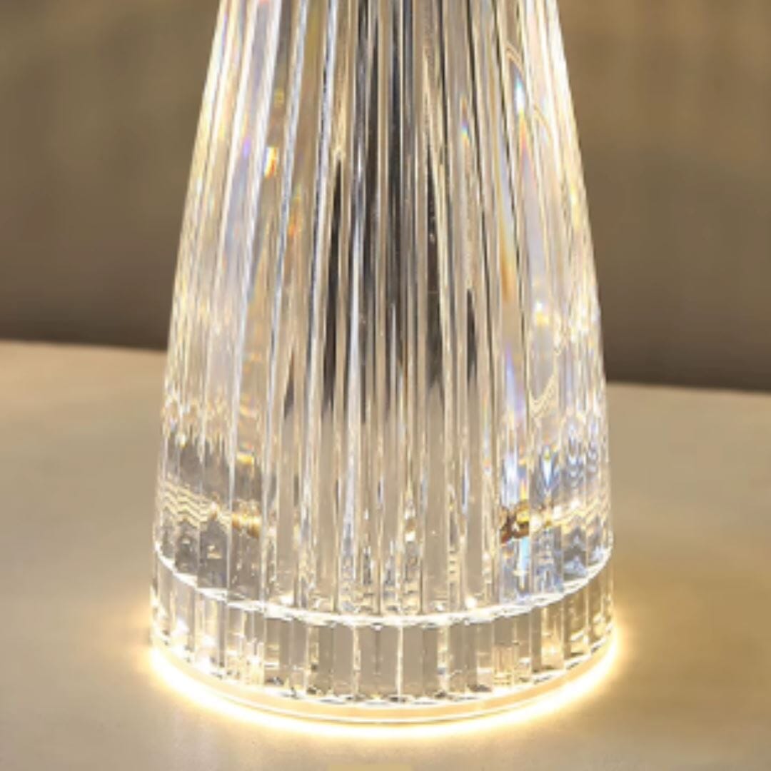 Luminária Abajur de Mesa Cogumelo em Cristal Sem Fio e Recarregável