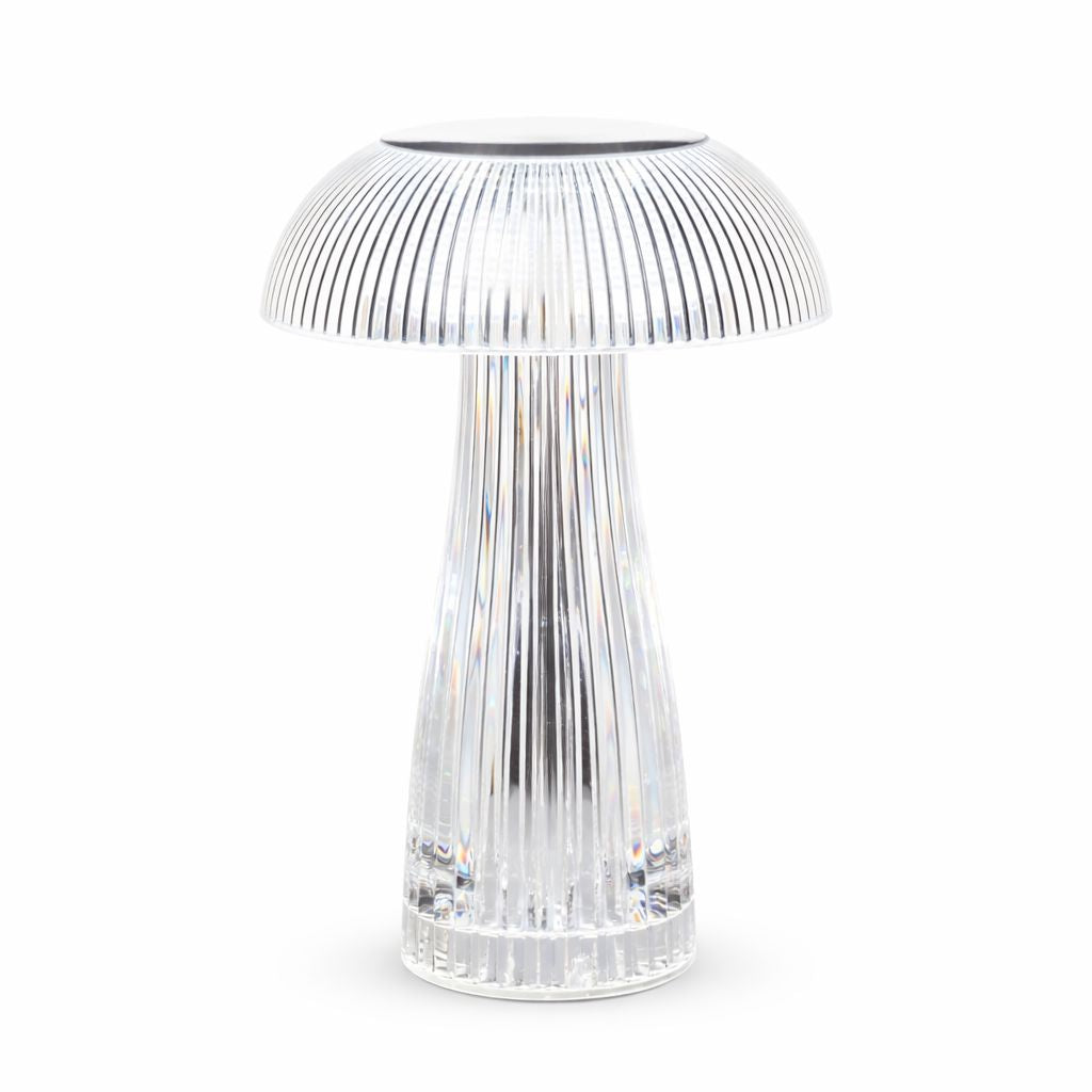 Luminária Abajur de Mesa Cogumelo em Cristal Sem Fio e Recarregável