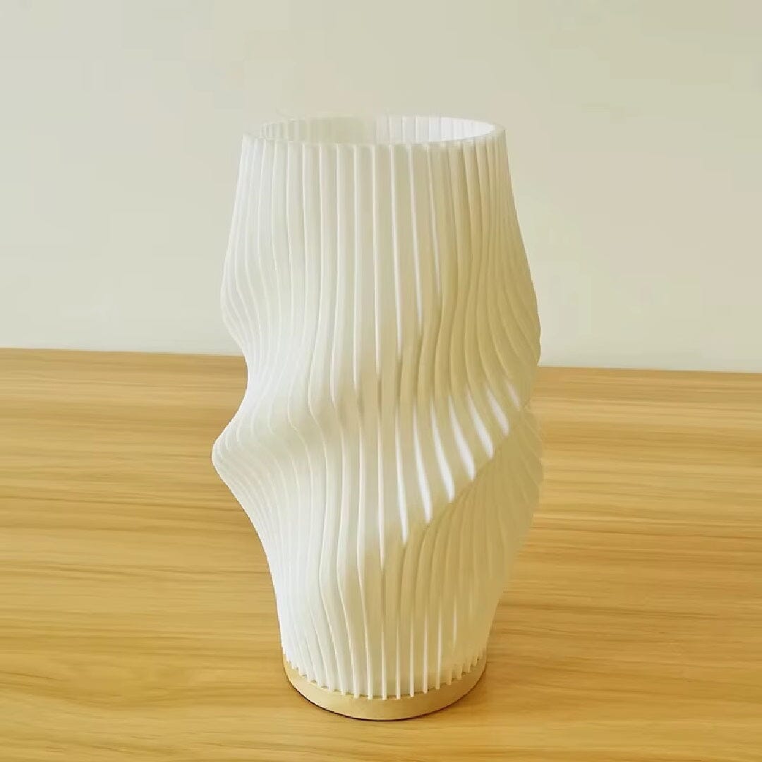 Luminária Abajur de Mesa Espiral Naturale – Design em Madeira e Led