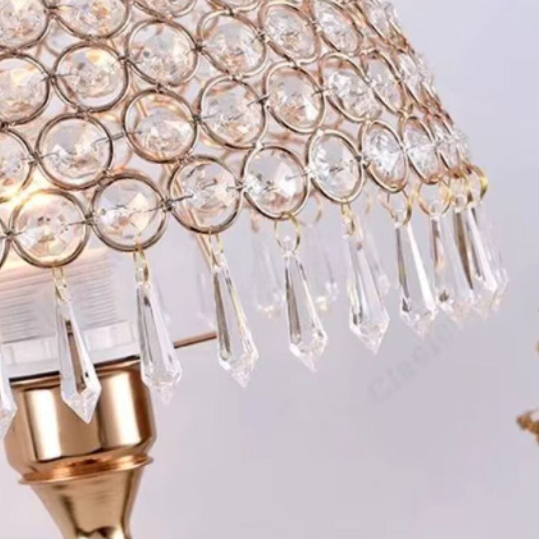 Luminária Abajur de Mesa Luxuoso Cogumelo Deluxe Crystals 43cm