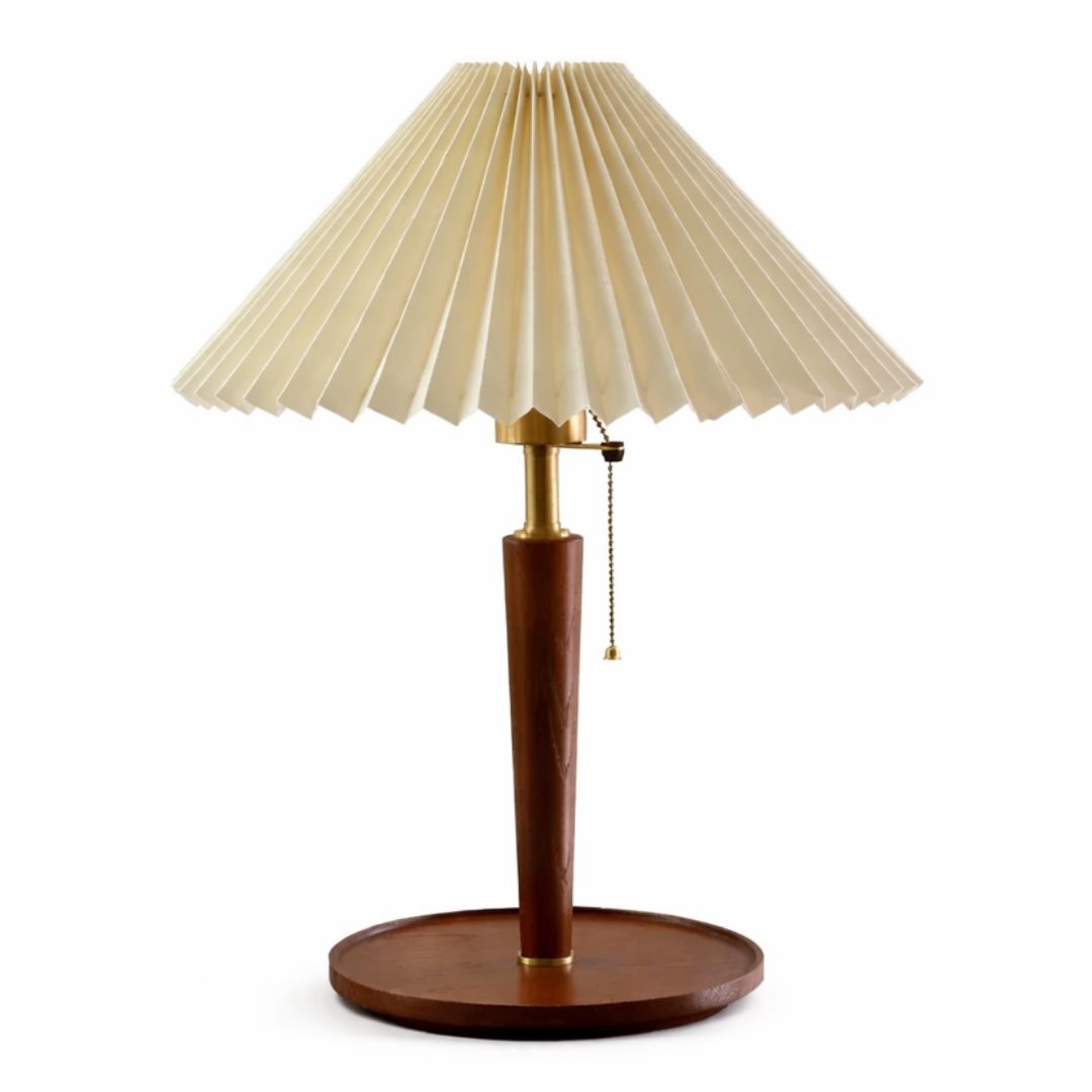 Luminária Abajur de Mesa Retrô Viena Plissado 47cm