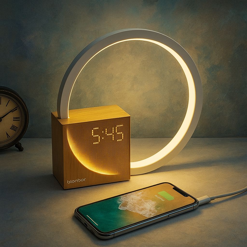 Luminária Minimalista de Mesa e Relógio Digital Circuit Led