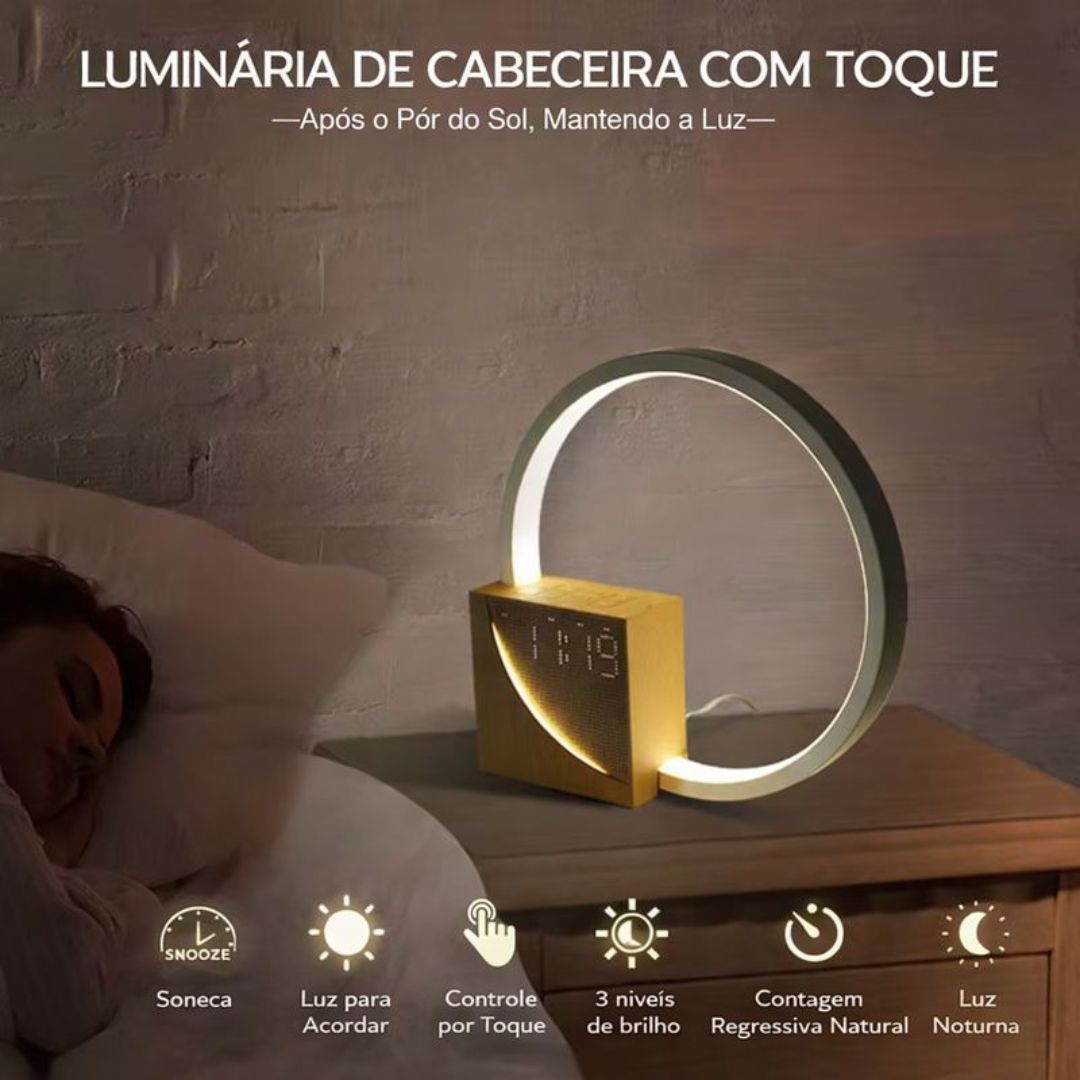 Luminária Minimalista de Mesa e Relógio Digital Circuit Led