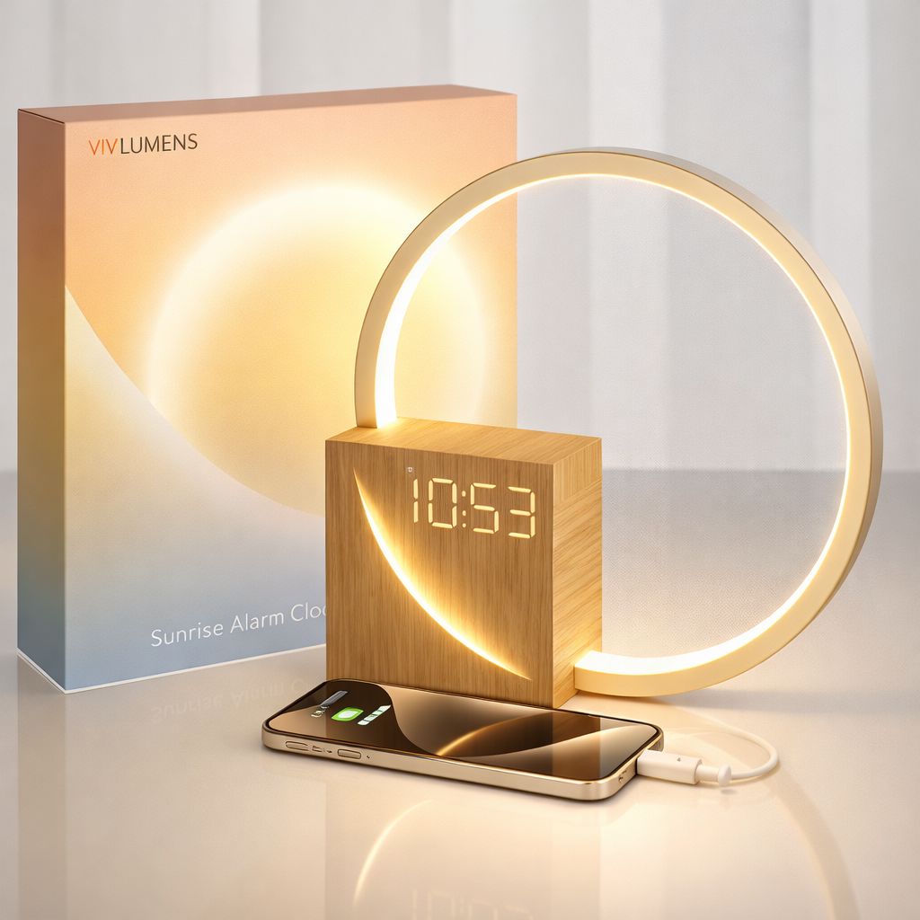 Luminária Minimalista de Mesa e Relógio Digital Circuit Led