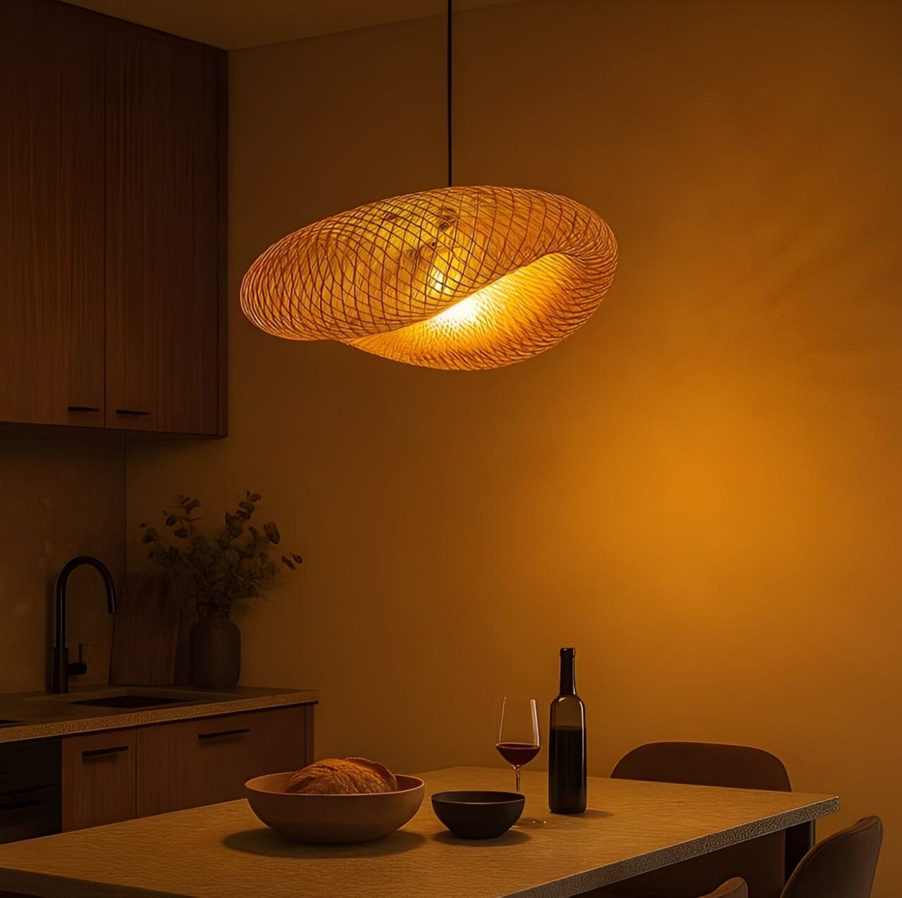 Lustre Pendente Artesanal Rattan Bambu