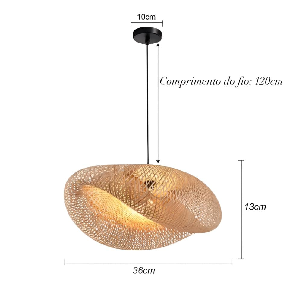 Lustre Pendente Artesanal Rattan Bambu