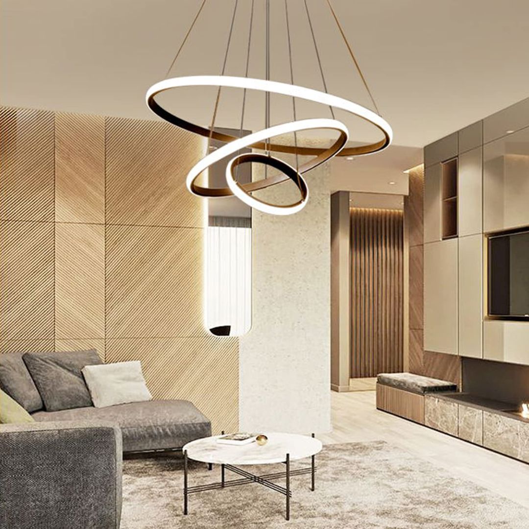 Lustre Pendente Circular Triplo em Led para Sala Jantar