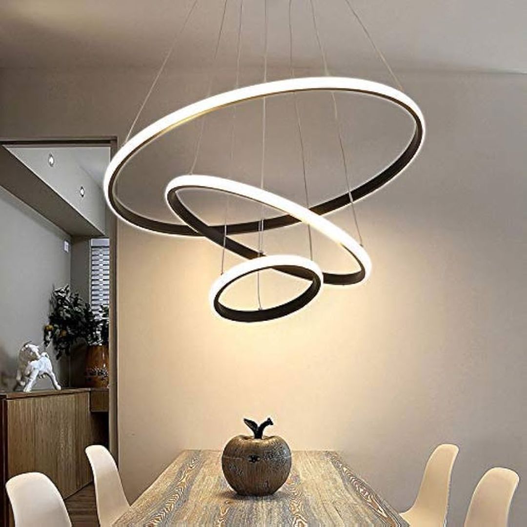 Lustre Pendente Circular Triplo em Led para Sala Jantar