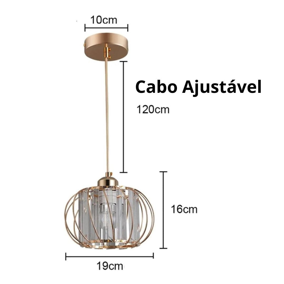 Lustre Pendente de Luxo Arco Gold em Led