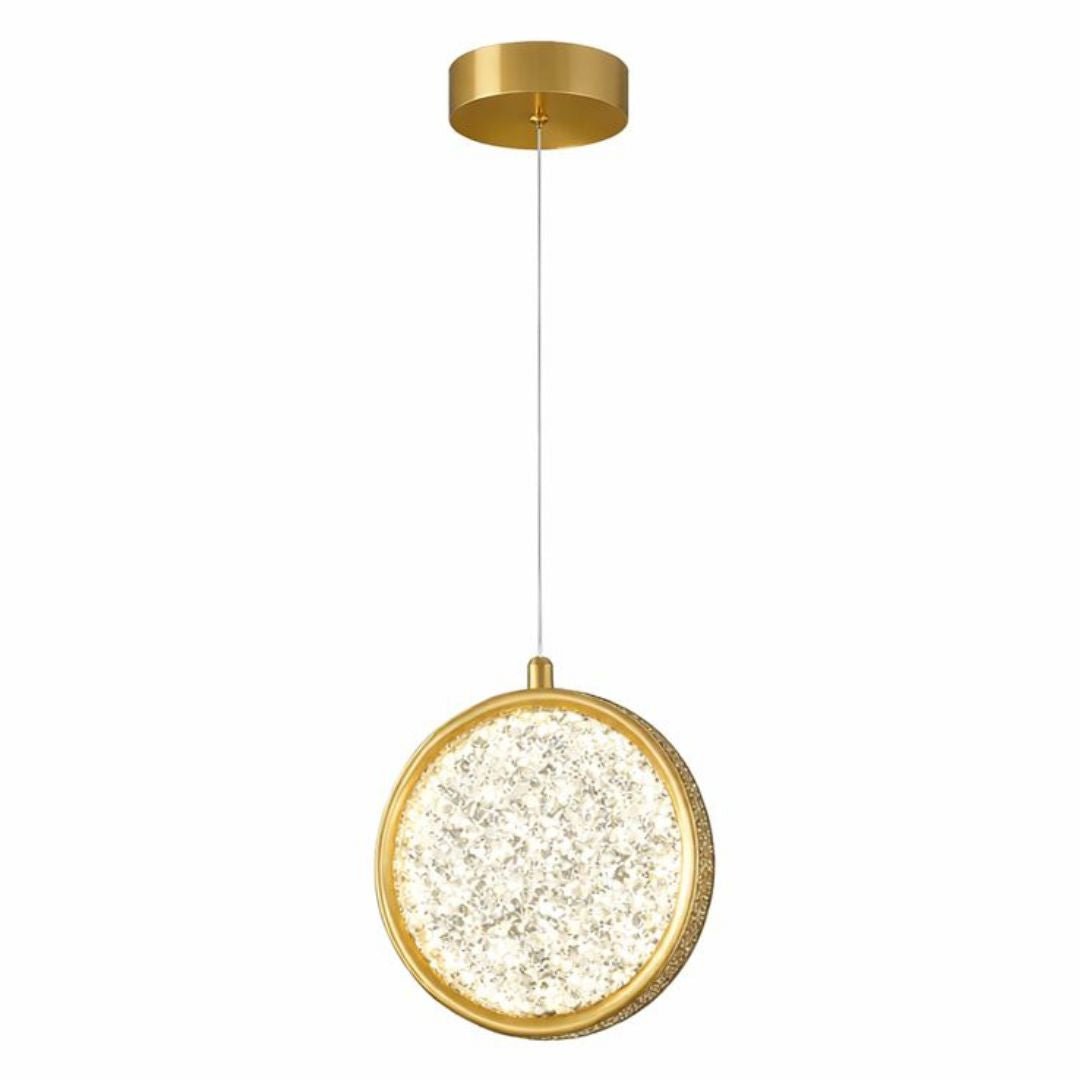 Lustre Pendente de Luxo Cristal Dourado