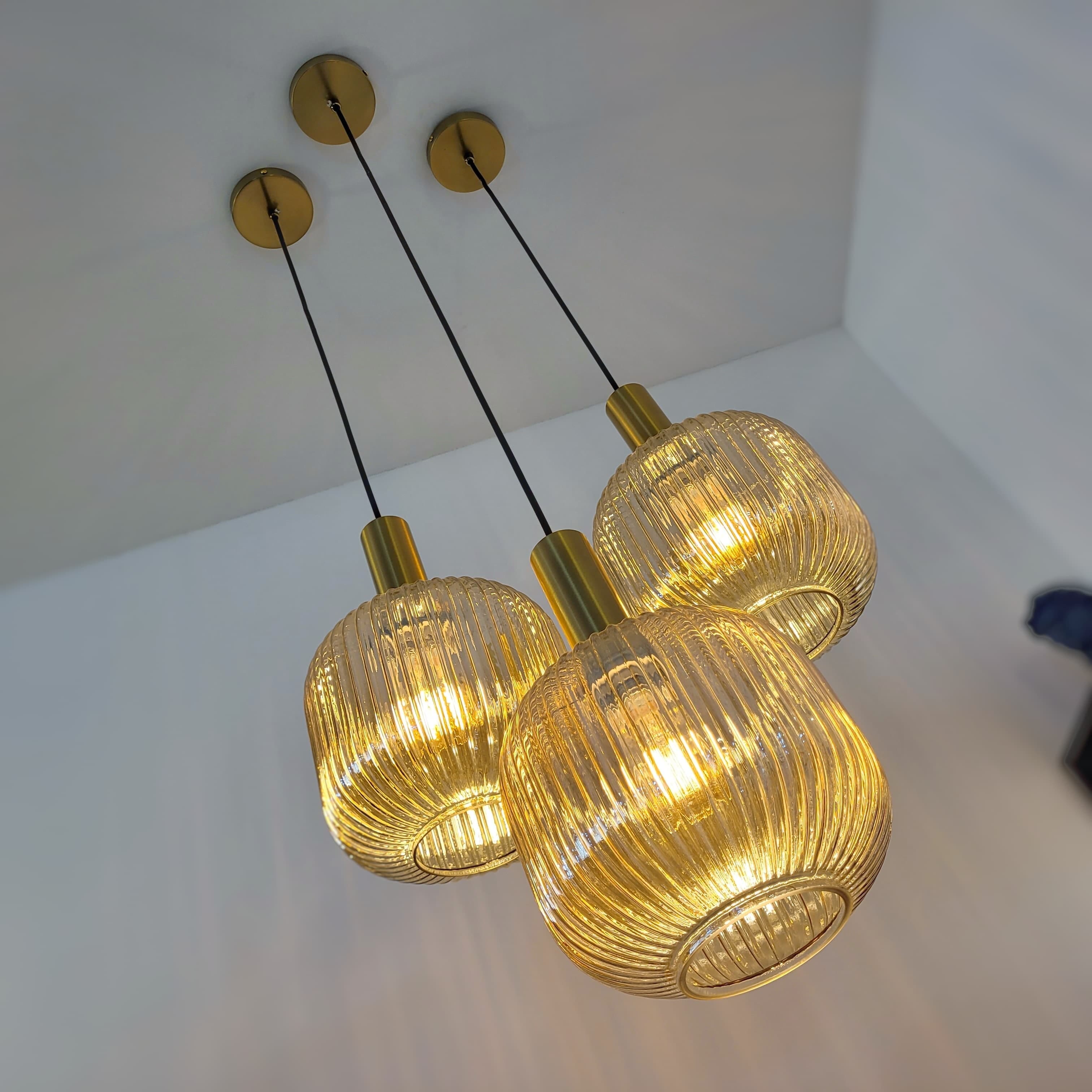 Lustre Pendente Luxuoso Retrô Glass Âmbar