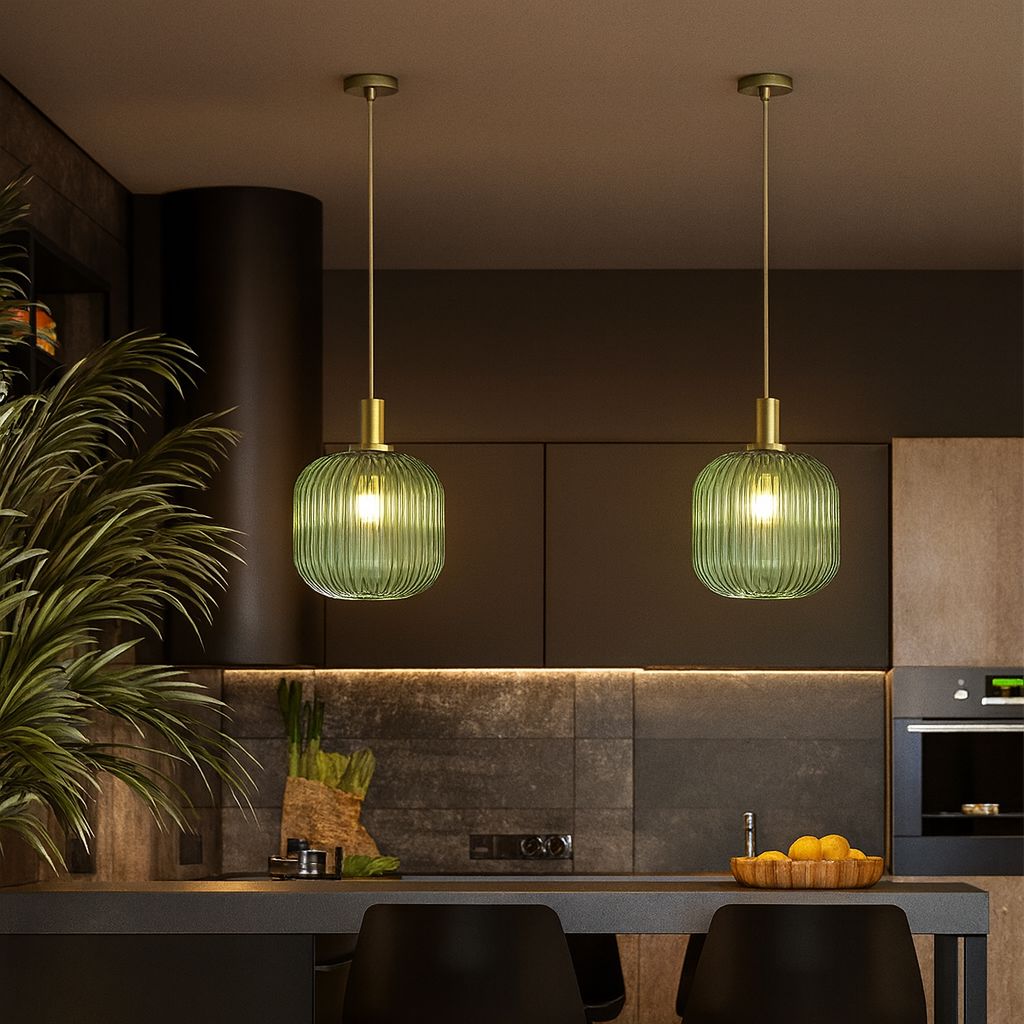 Lustre Pendente Luxuoso Retrô Glass Green