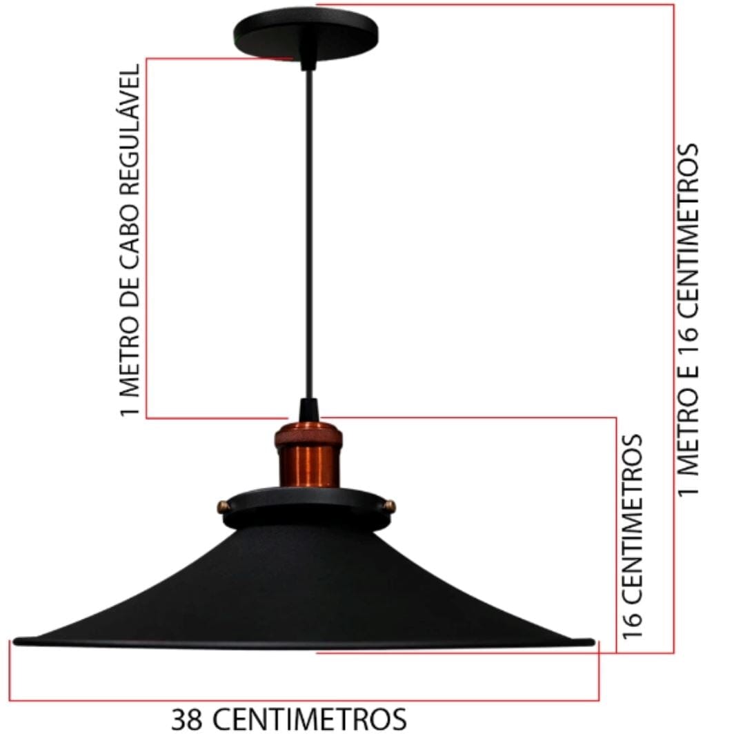 Lustre Pendente Nordic Loft Vintage para Cozinha Balcão 38cm