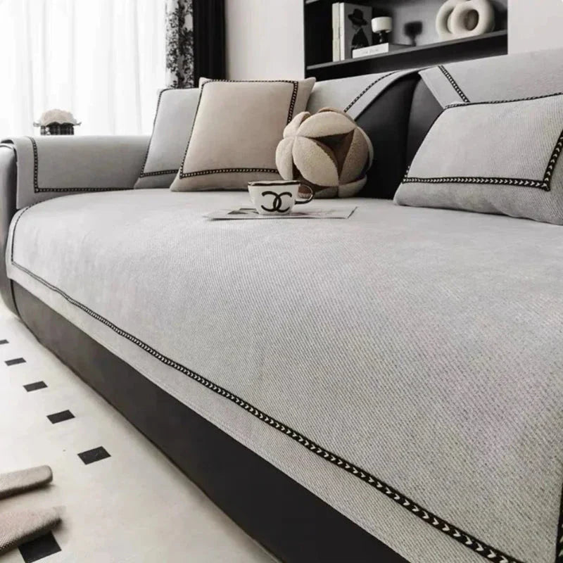Capa de Sofá Chenille Supreme Soft Gray – Antiderrapante e Proteção