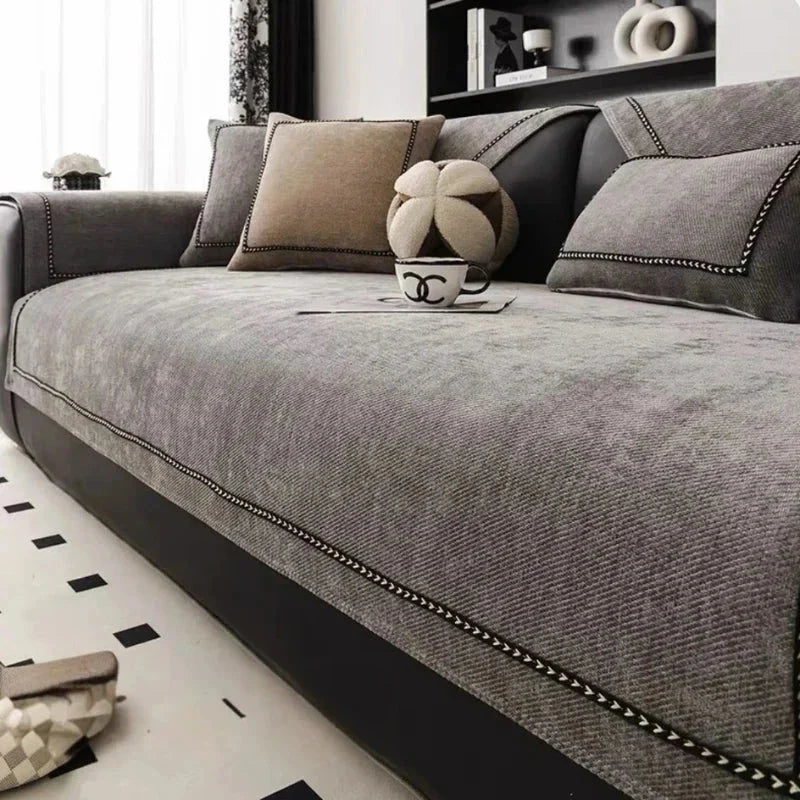 Capa de Sofá Chenille Supreme Dark Gray – Antiderrapante e Proteção