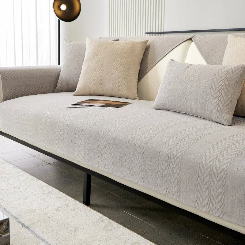 Capa de Sofá Chenille Luxo Tricot Soft Gray – Antiderrapante e Impermeável - Decors