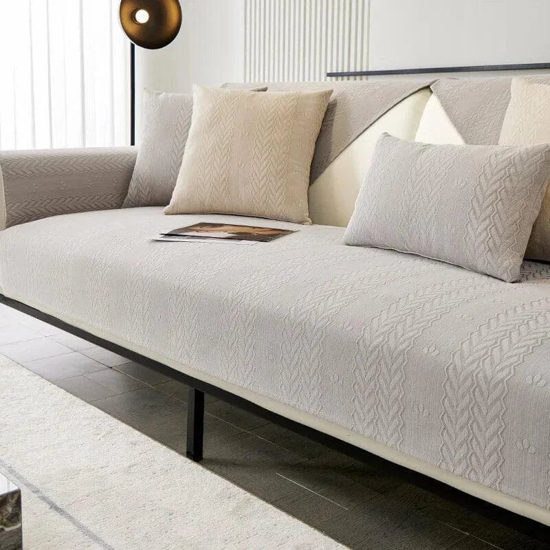 Capa de Sofá Chenille Luxo Tricot Soft Gray – Antiderrapante e Impermeável - Decors