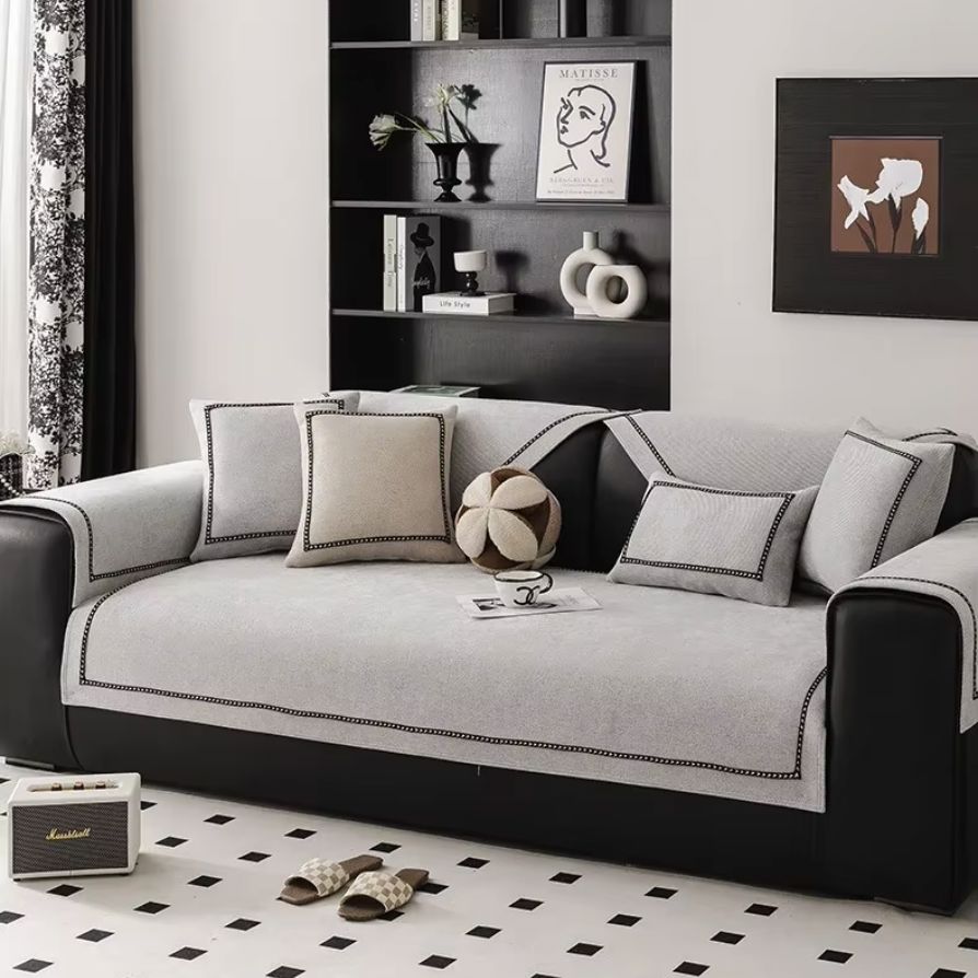 Capa de Sofá Chenille Supreme Soft Gray – Antiderrapante e Proteção