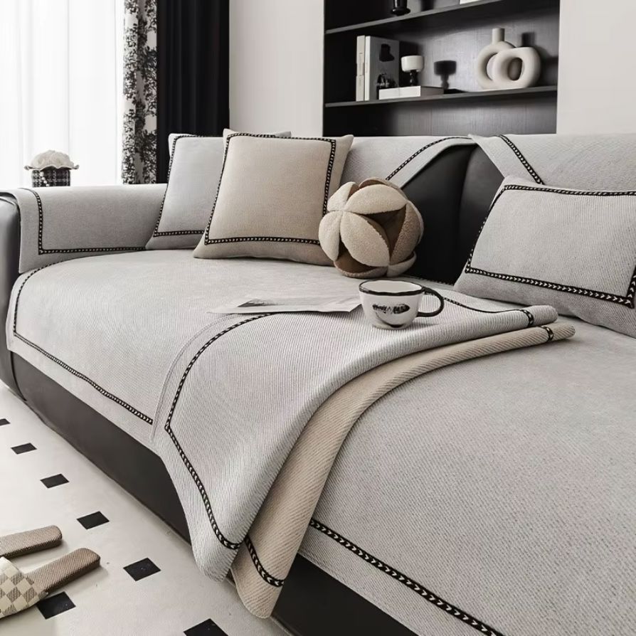 Capa de Sofá Chenille Supreme Soft Gray – Antiderrapante e Proteção
