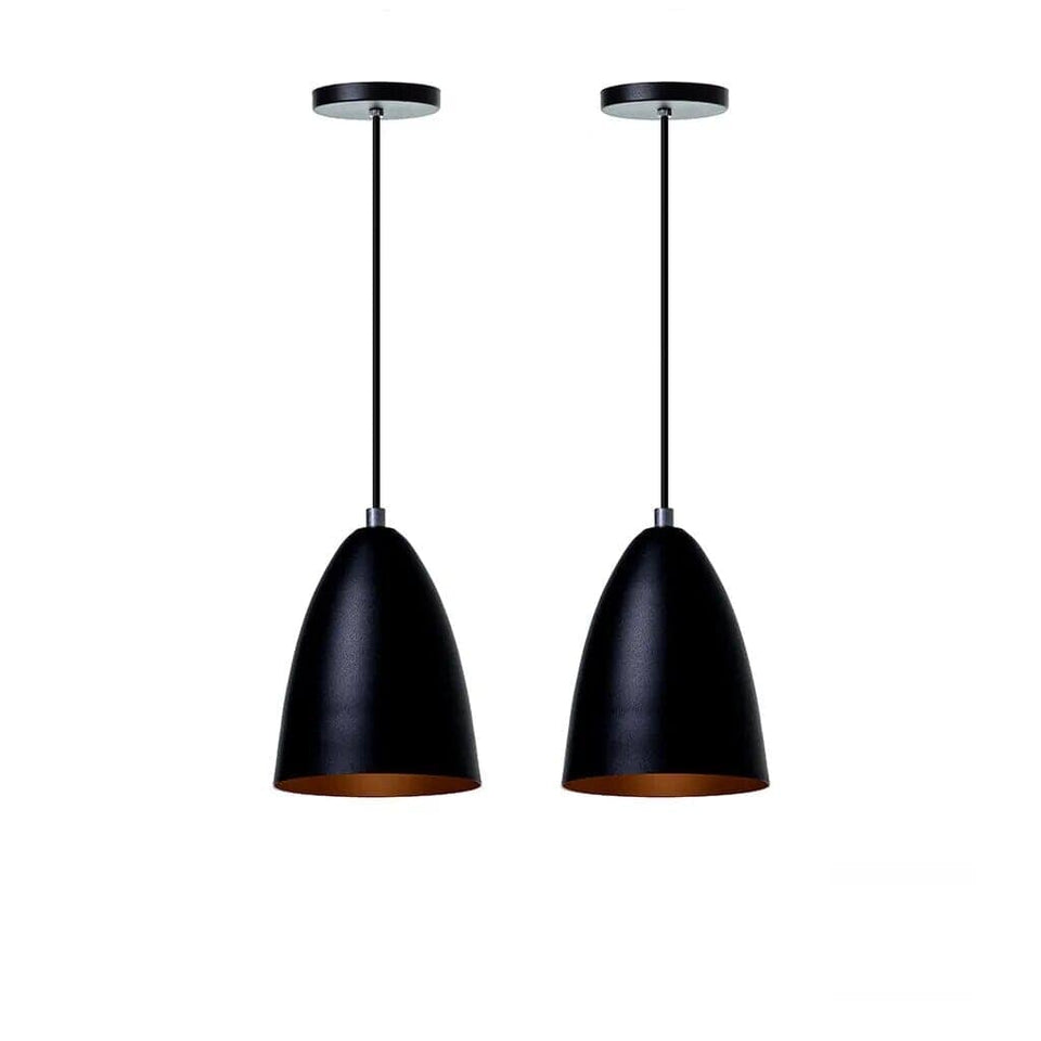 Loja Capricho Pendente - 0018 01 Par / Preto com cobre (interno) Lustre Pendente Nórdico Ivor (O Par)