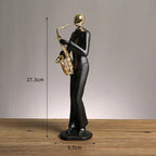 Loja Capricho Resina - 0027 Saxsofonista Escultura Minimalista e Moderna Cia Musical