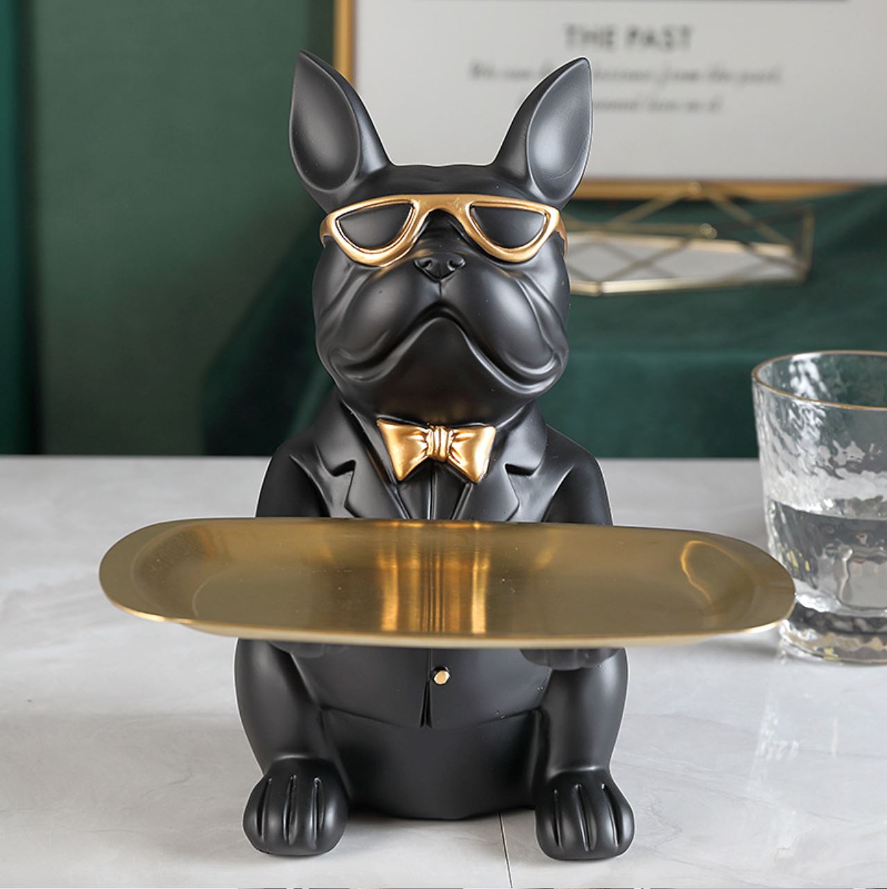 Escultura Bulldog Francês Mordomo Aparador Chaves Controle Remoto - Decors