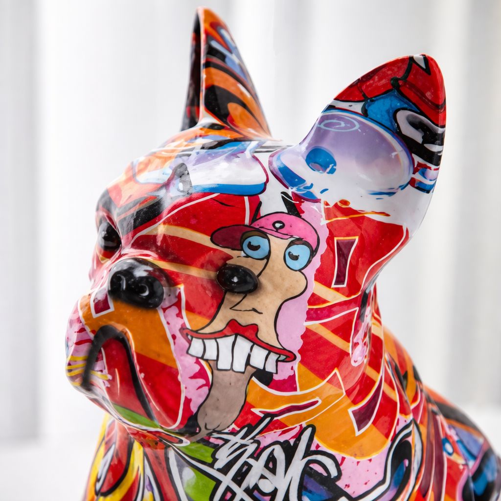 Escultura Bulldog Francês Sentado Grafite Street & Colors