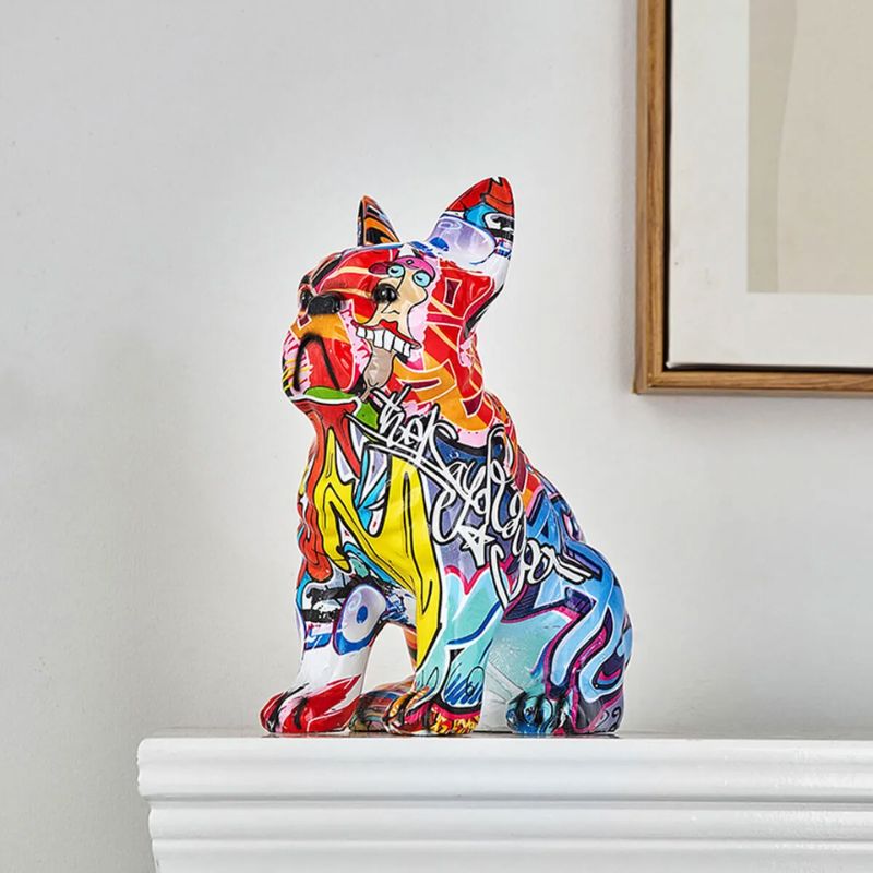 Escultura Bulldog Francês Sentado Grafite Street & Colors