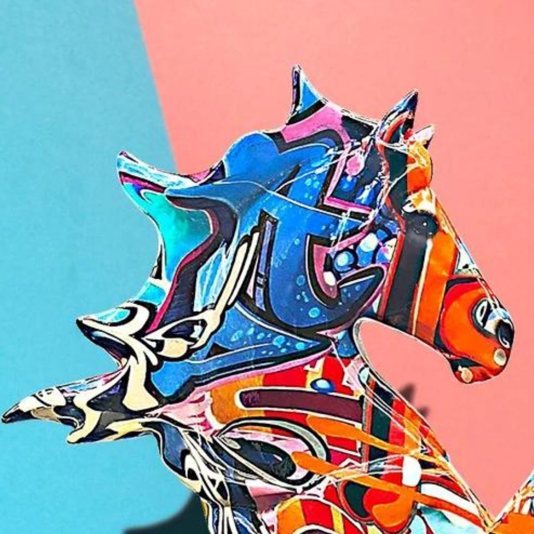 Escultura Cavalo Grafite Street & Colors 35cm