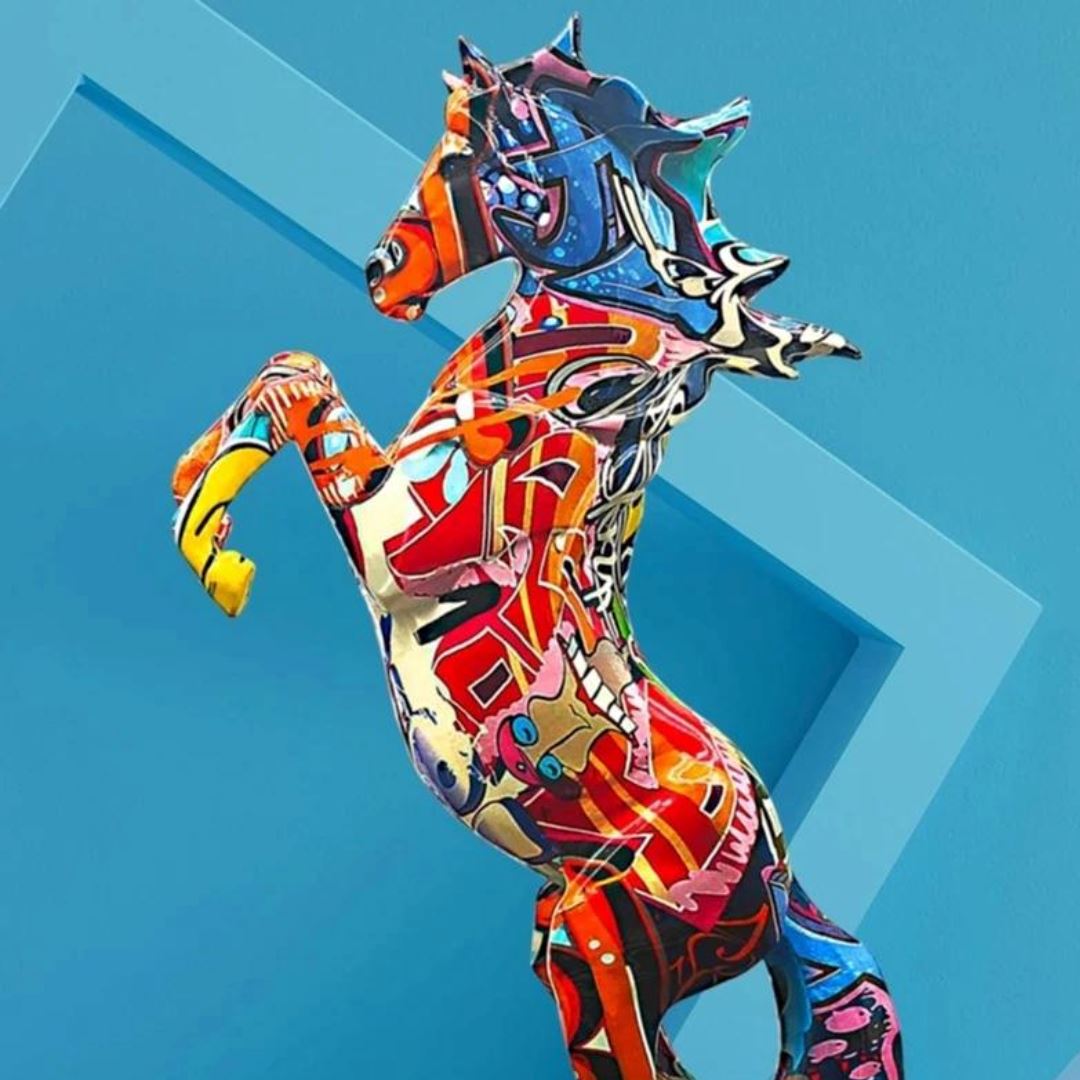 Escultura Cavalo Grafite Street & Colors 35cm