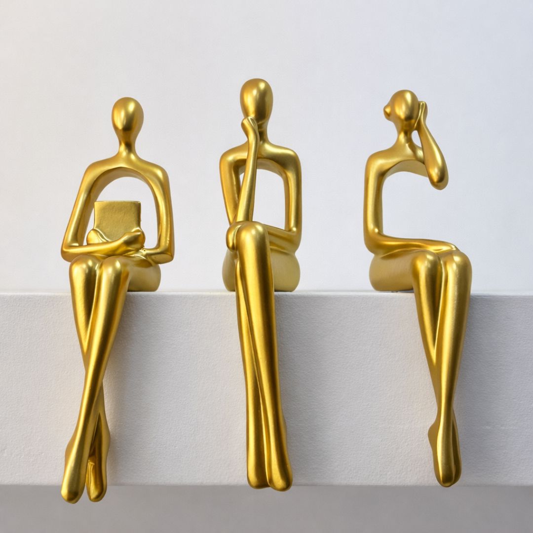 Escultura Decorativa Abstrata Pensador Contemporâneo (Kit 03 Unidades) - Decors
