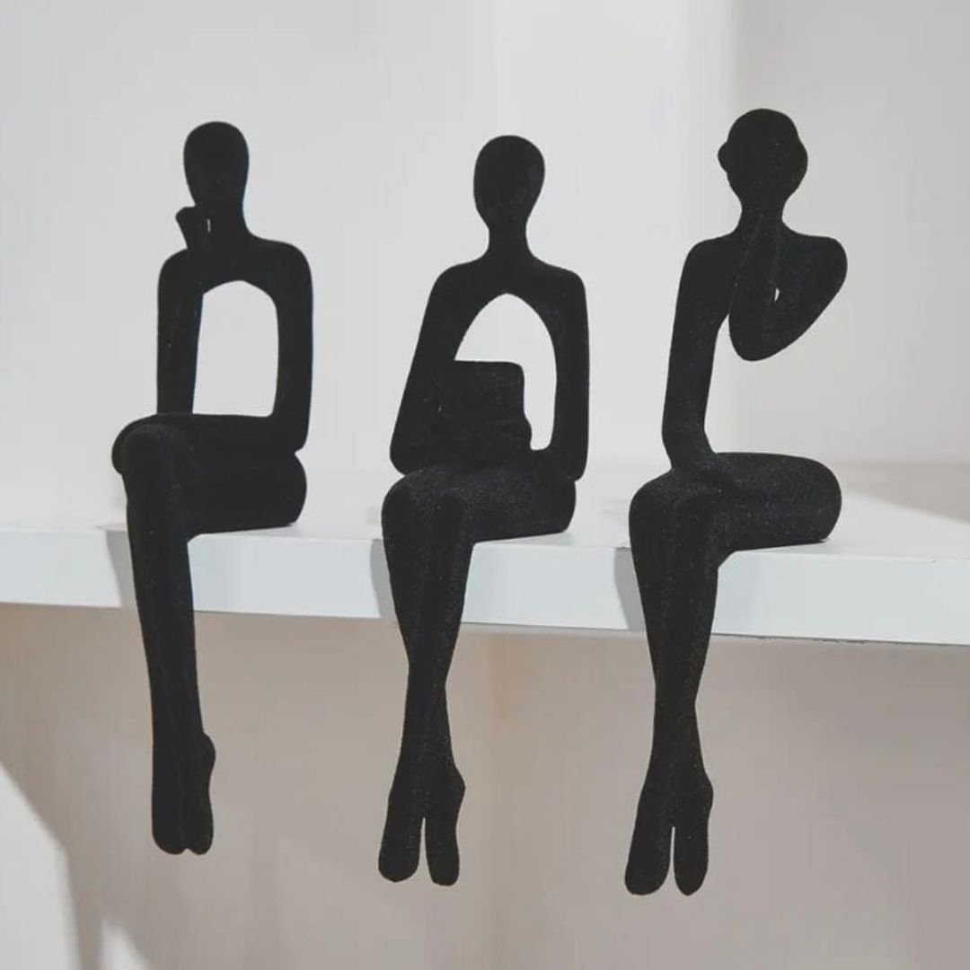 Escultura Decorativa Abstrata Pensador Contemporâneo (Kit 03 Unidades) - Decors