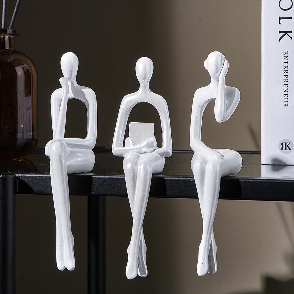 Escultura Decorativa Abstrata Pensador Contemporâneo (Kit 03 Unidades) - Decors