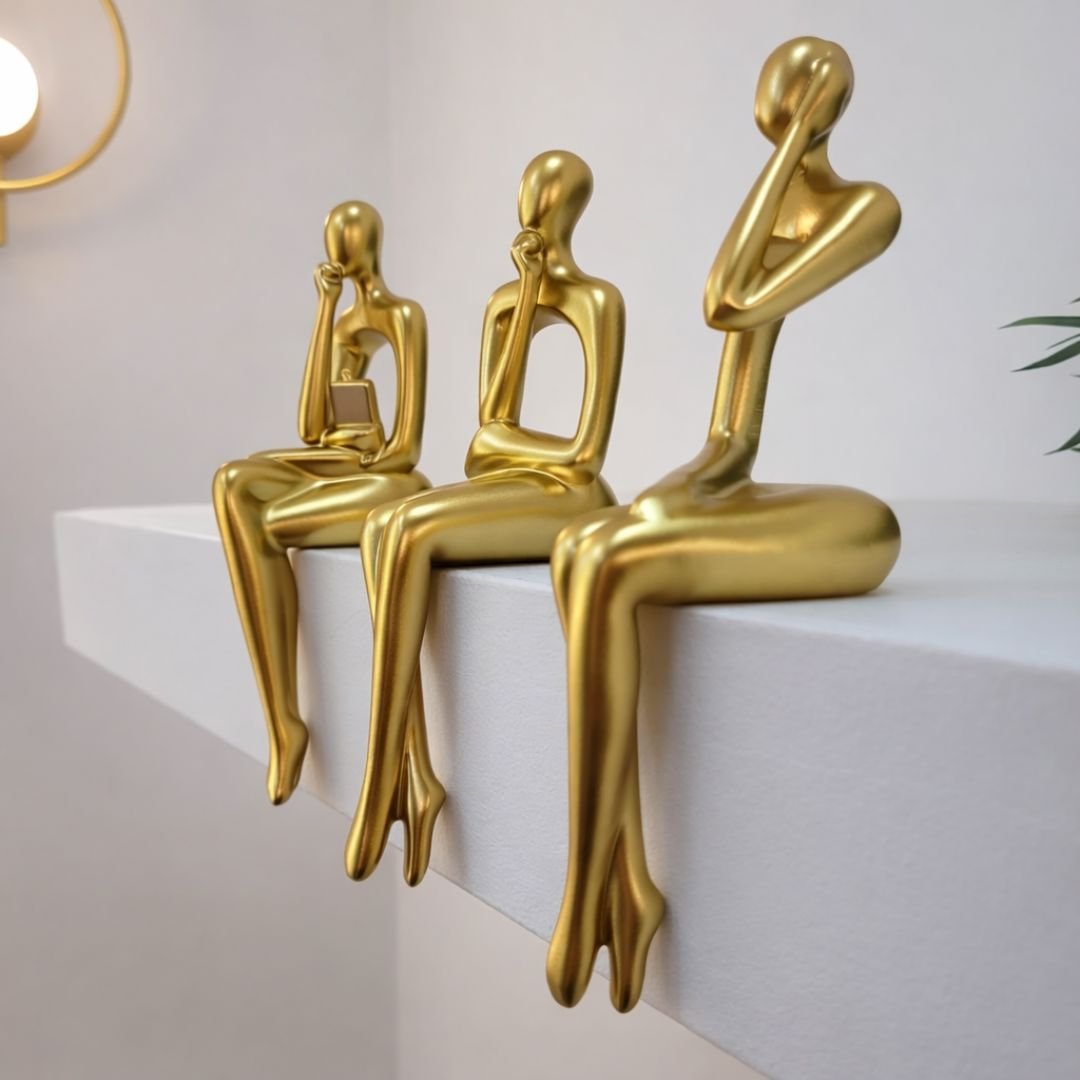 Escultura Decorativa Abstrata Pensador Contemporâneo (Kit 03 Unidades) - Decors