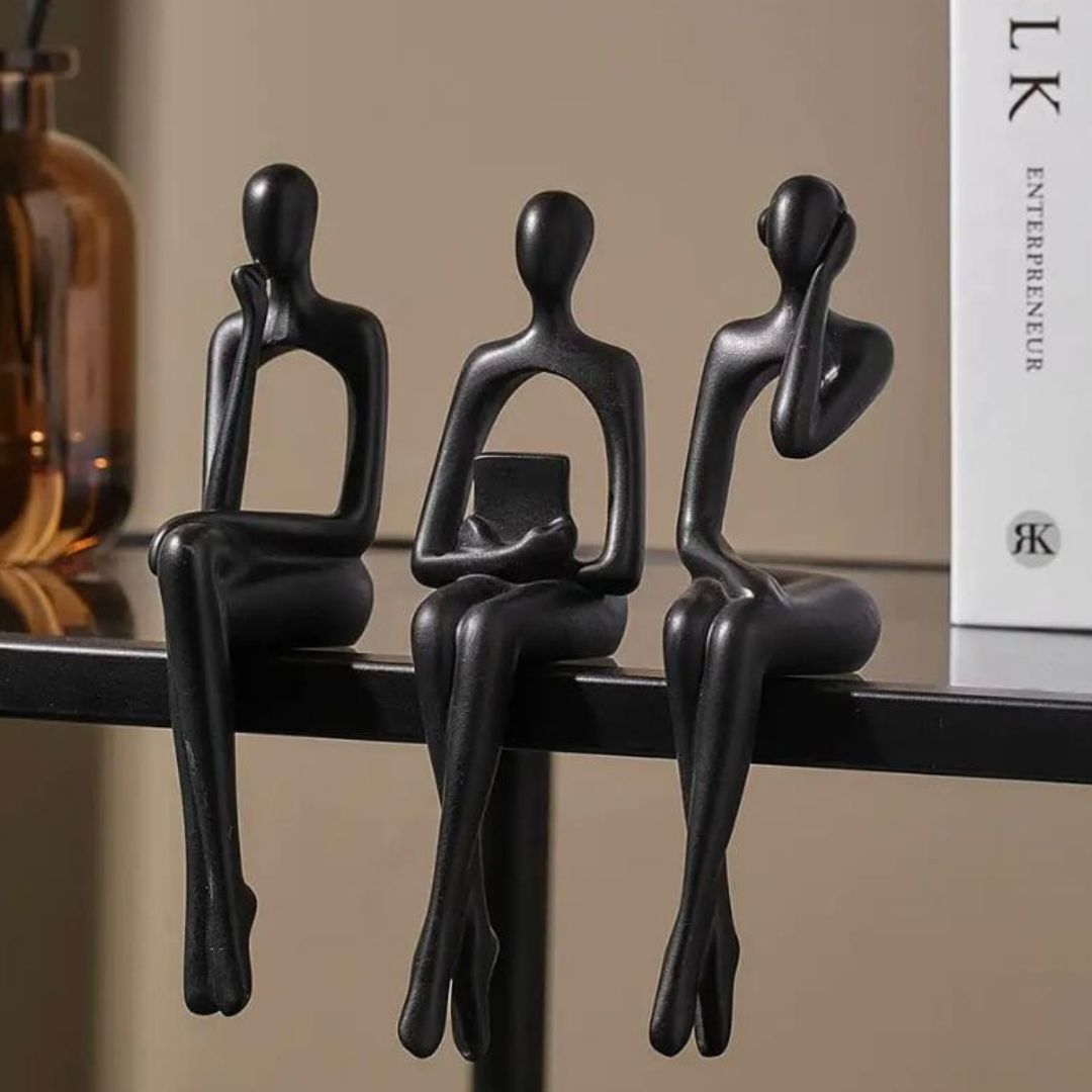 Escultura Decorativa Abstrata Pensador Contemporâneo (Kit 03 Unidades) - Decors