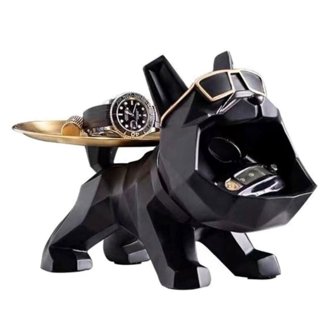 Escultura e Aparador Bulldog Geométrico (Suporte Duplo)