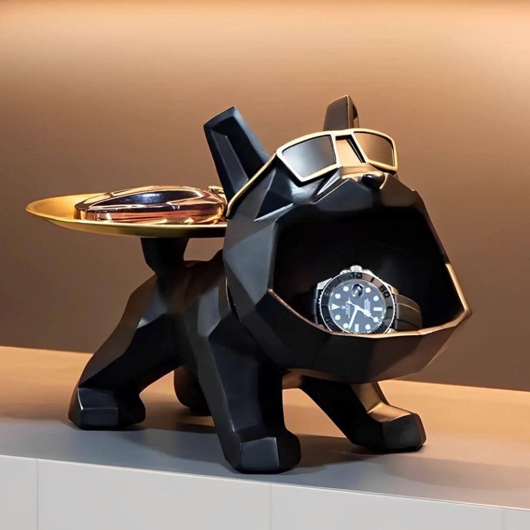 Escultura e Aparador Bulldog Geométrico (Suporte Duplo)