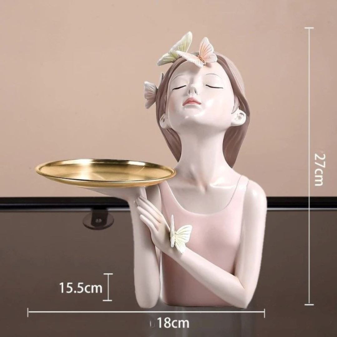 Escultura e Aparador com Bandeja Bella Butterfly - 27cm - Decors