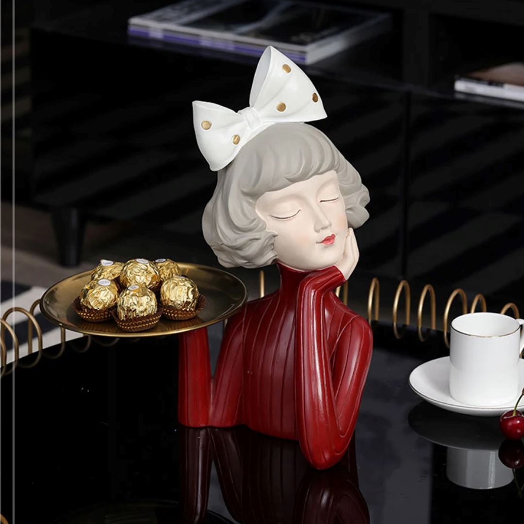 Escultura e Aparador com Bandeja Milly Tie - 33cm