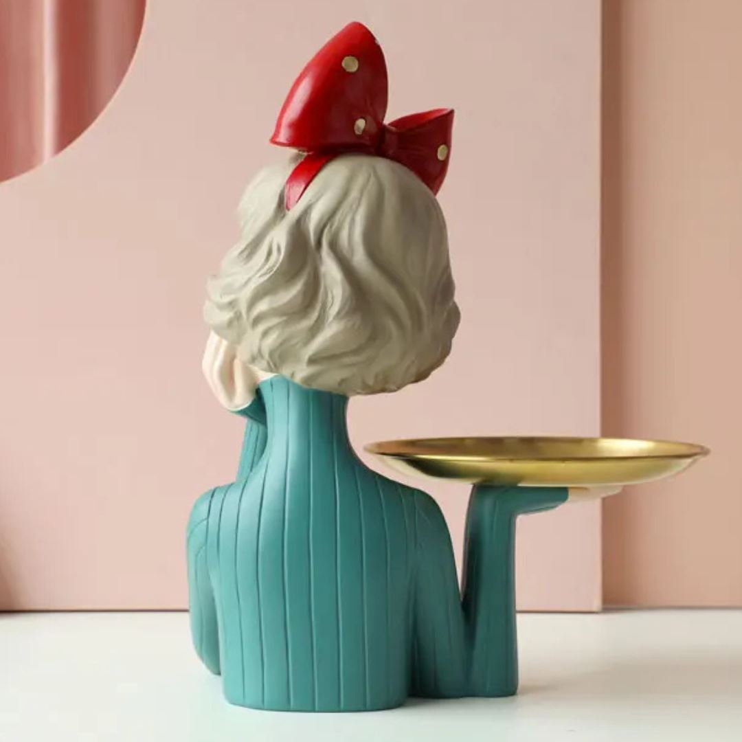 Escultura e Aparador com Bandeja Milly Tie - 33cm