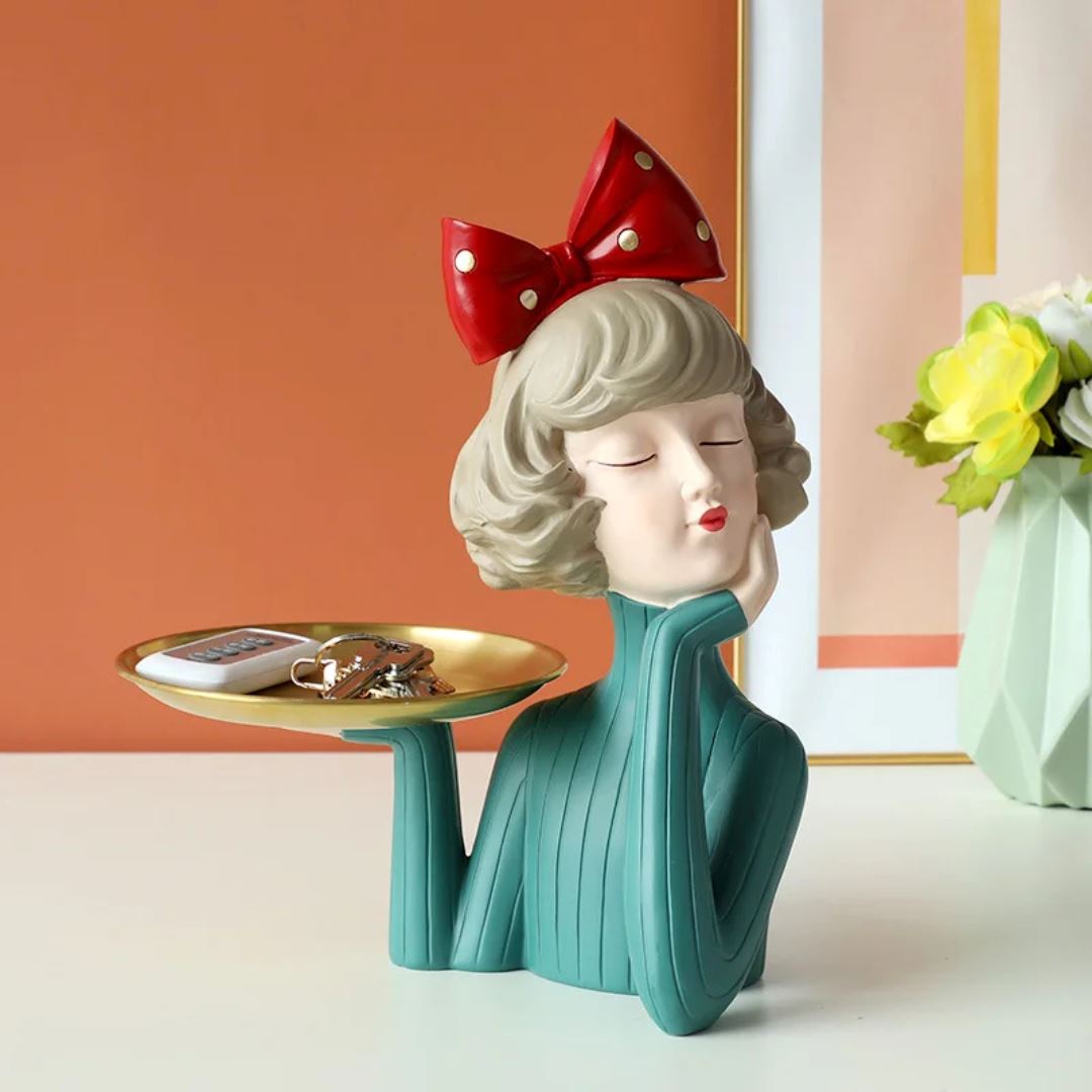 Escultura e Aparador com Bandeja Milly Tie - 33cm