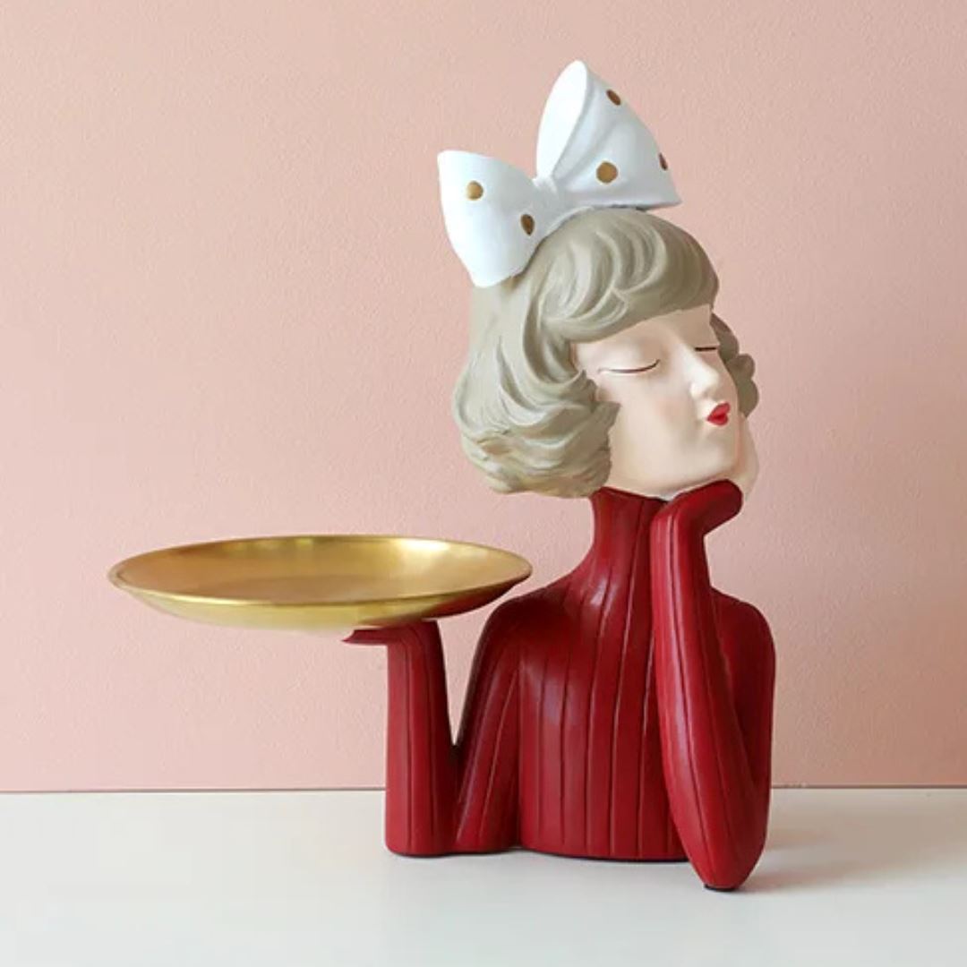 Escultura e Aparador com Bandeja Milly Tie - 33cm