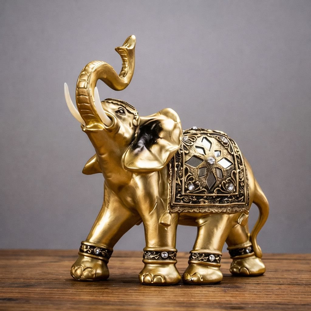 Escultura Elefante Indiano Dourado - Decors