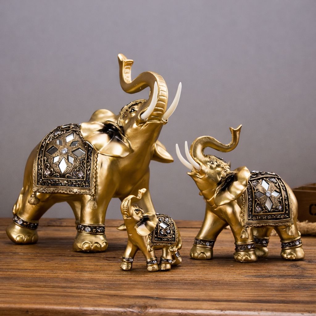 Escultura Elefante Indiano Dourado - Decors